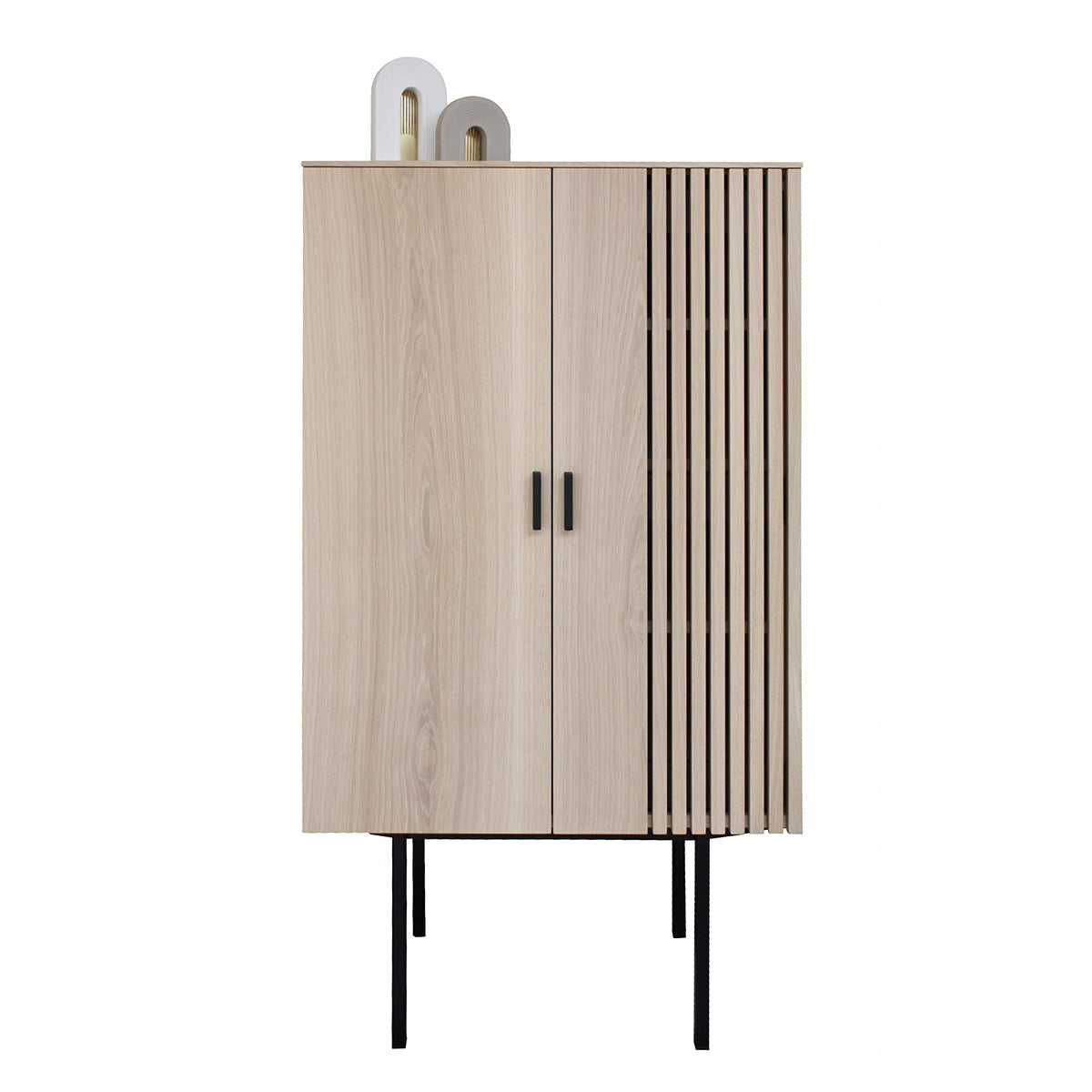 Wardrobe with white and black oak strips, 2 doors - 90L x 44D