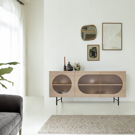 Buffet bois massif et verre flute