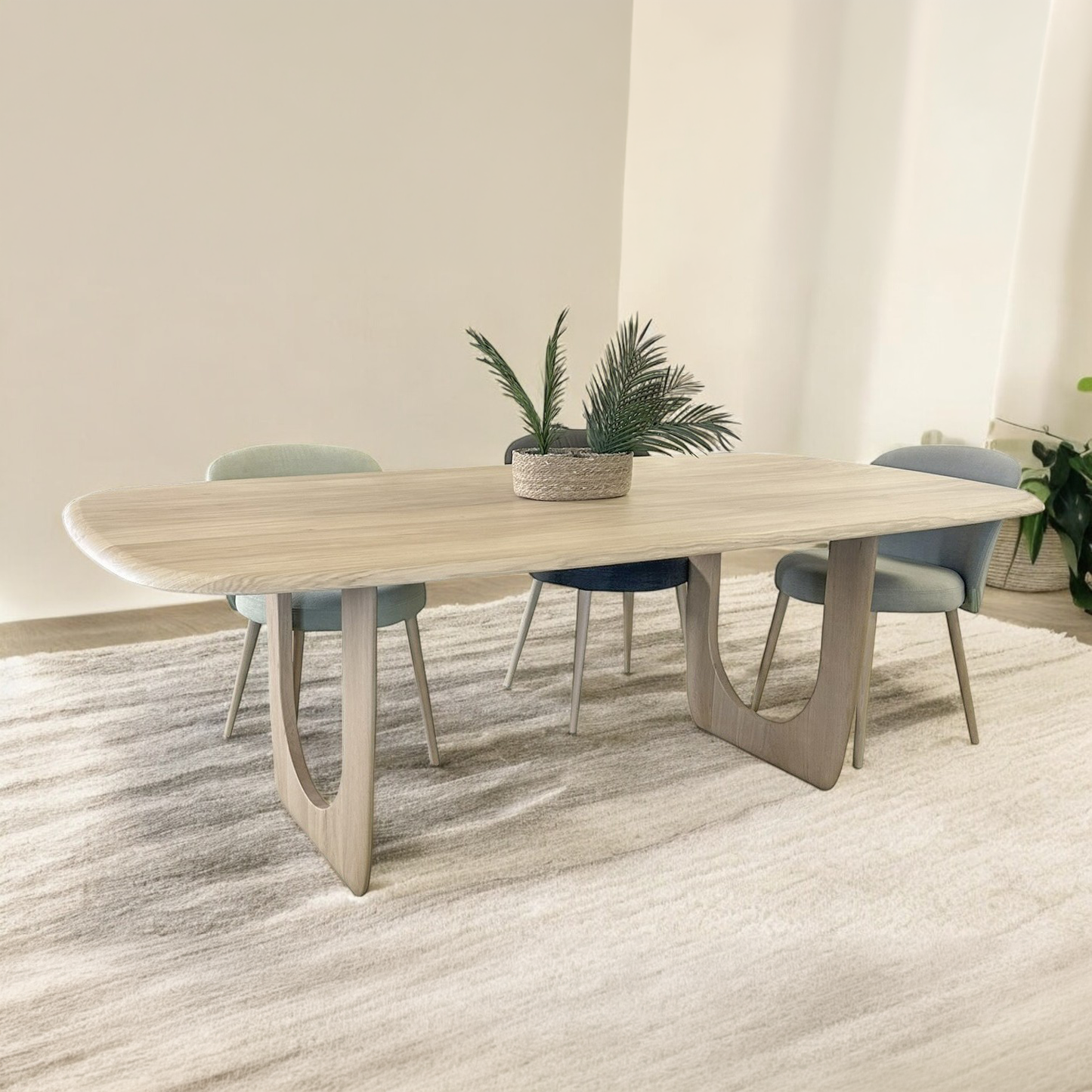Table ovale Chêne massif pied en U