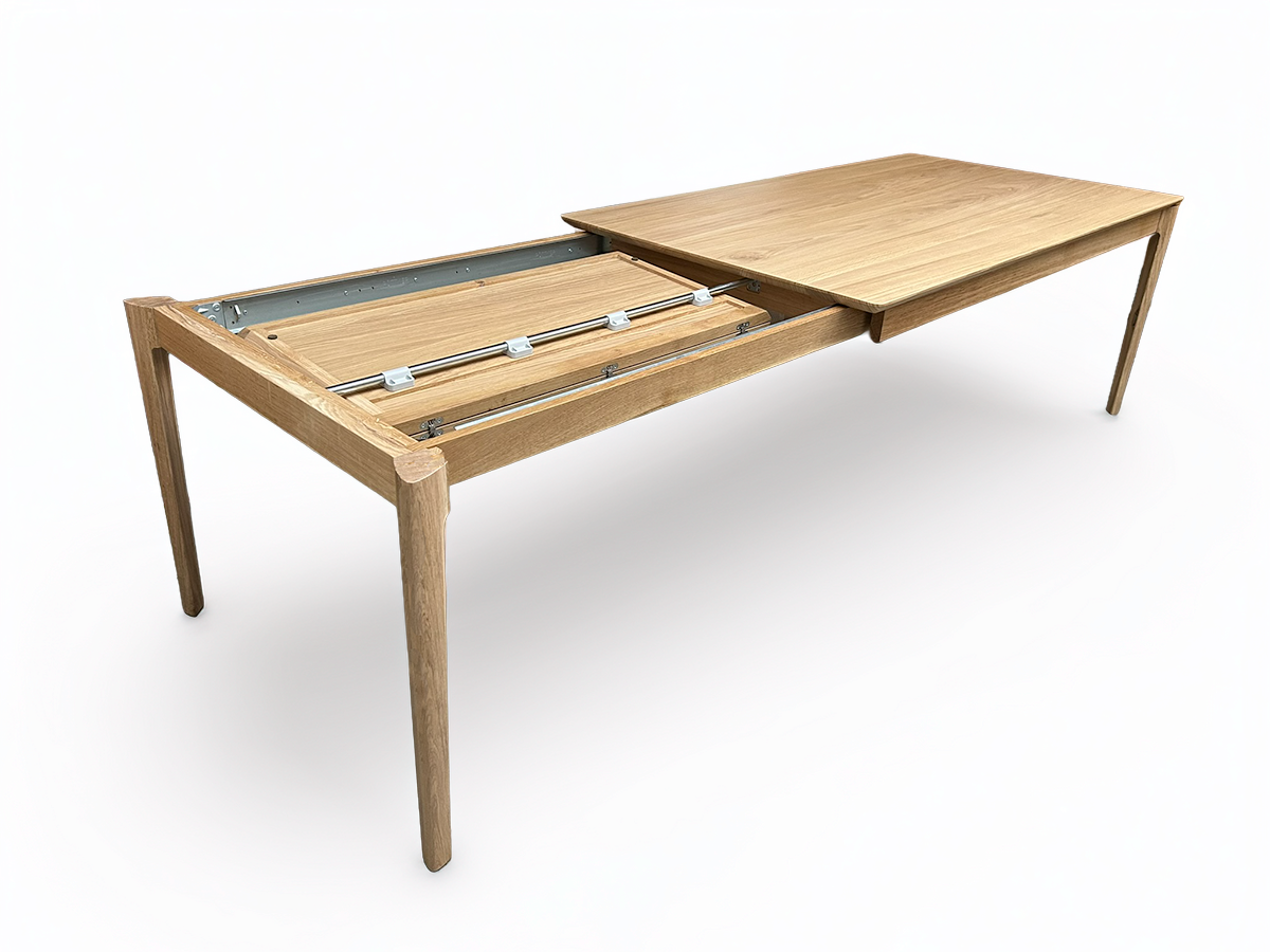 Rectangular solid oak and gray fenix dining table, 8 people - 180L x 100D