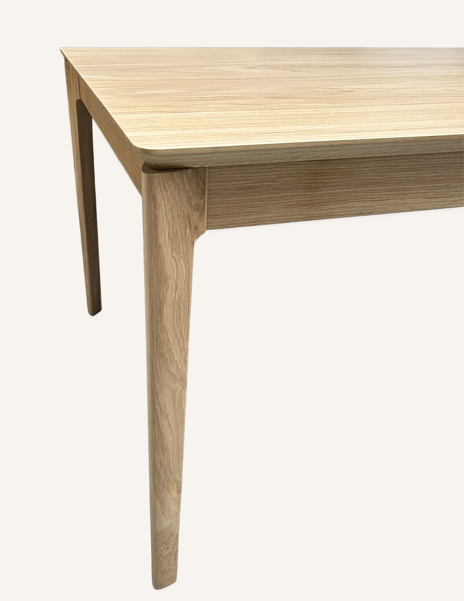 Rectangular solid oak and gray fenix dining table, 8 people - 180L x 100D